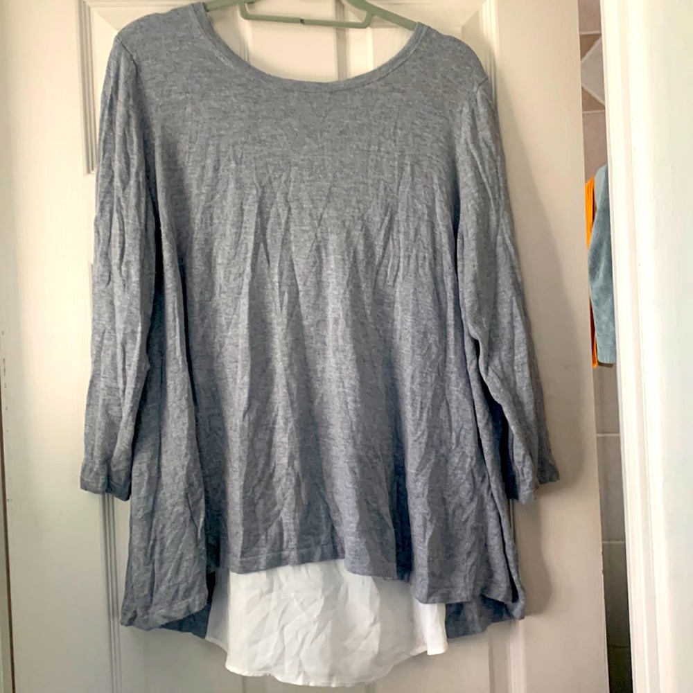 Loft XL high/low mixed media top